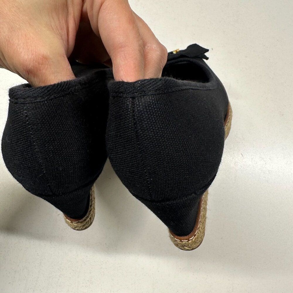 Tory Burch Black Canvas Wedge Espadrilles with Jute Sole - Picture 11 of 11